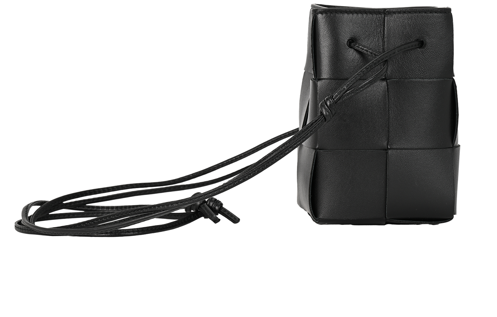 Mini Cassette Bucket Bag, &pound;390, Handbags, Black, Leather, Side view